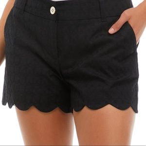 Crown & Ivy Black Shelby Scalloped Shorts